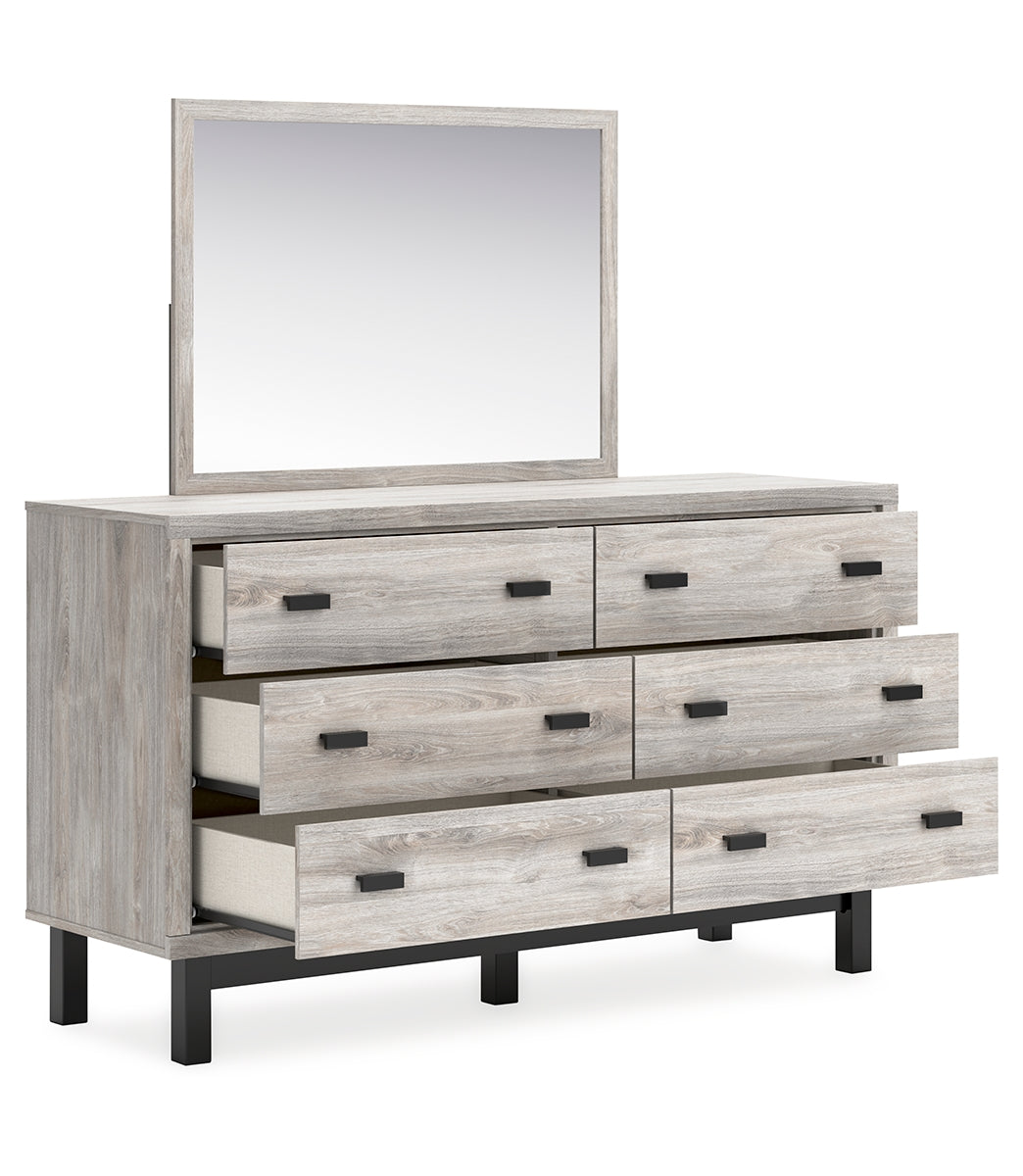 Vessalli Queen Panel Bed with Mirrored Dresser and 2 Nightstands