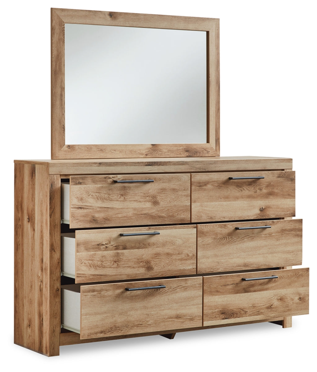 Hyanna King Panel Bed with Storage with Mirrored Dresser, Chest and Nightstand