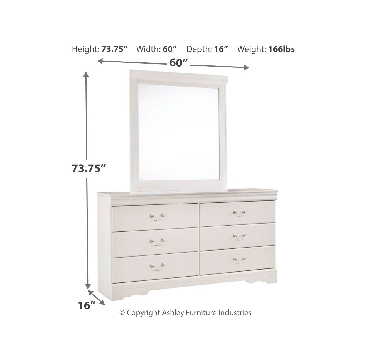 Anarasia Twin Sleigh Bed with Mirrored Dresser, Chest and 2 Nightstands