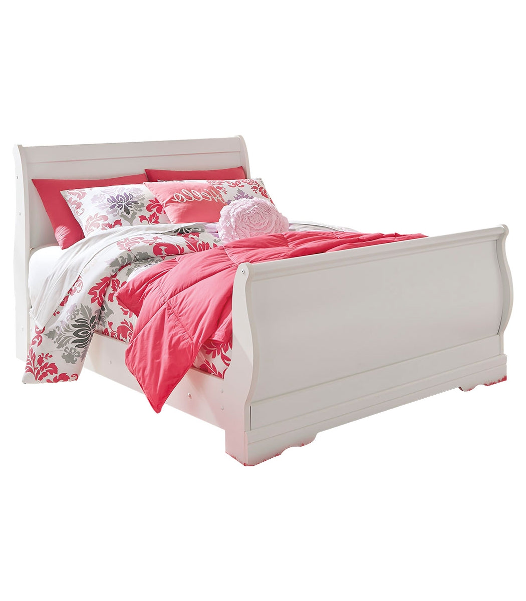 Anarasia Full Sleigh Bed with Mirrored Dresser and 2 Nightstands