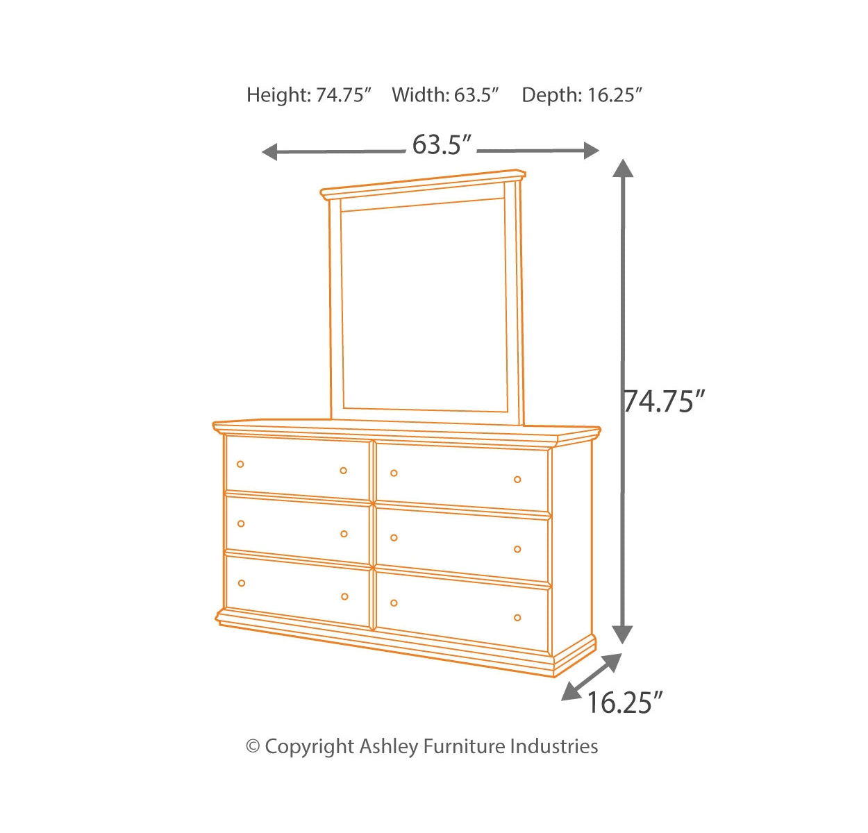 Maribel Full Panel Bed with Mirrored Dresser