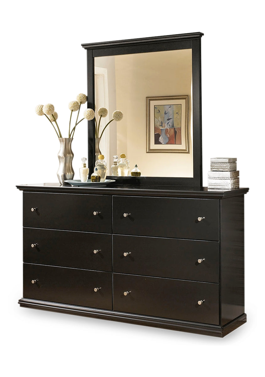 Maribel Queen Panel Bed with Mirrored Dresser