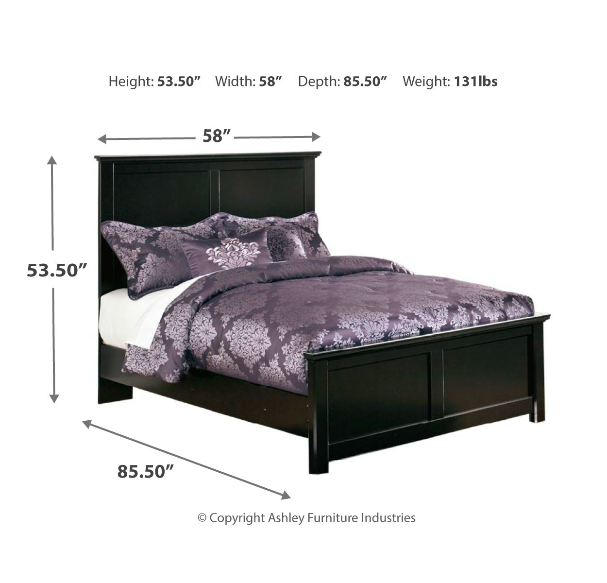 Maribel Full Panel Bed with Mirrored Dresser