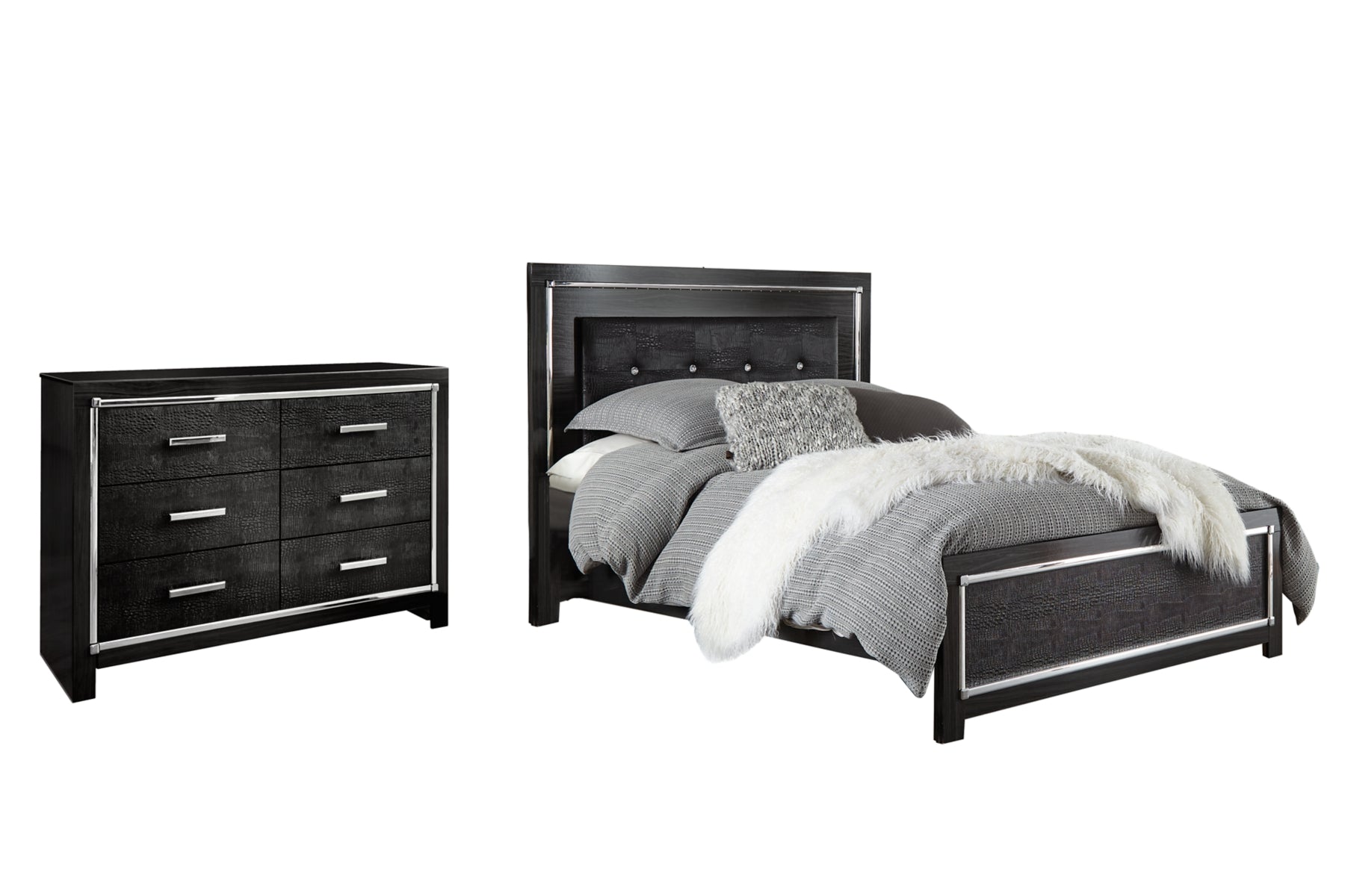 Kaydell Queen Upholstered Panel Bed with Dresser