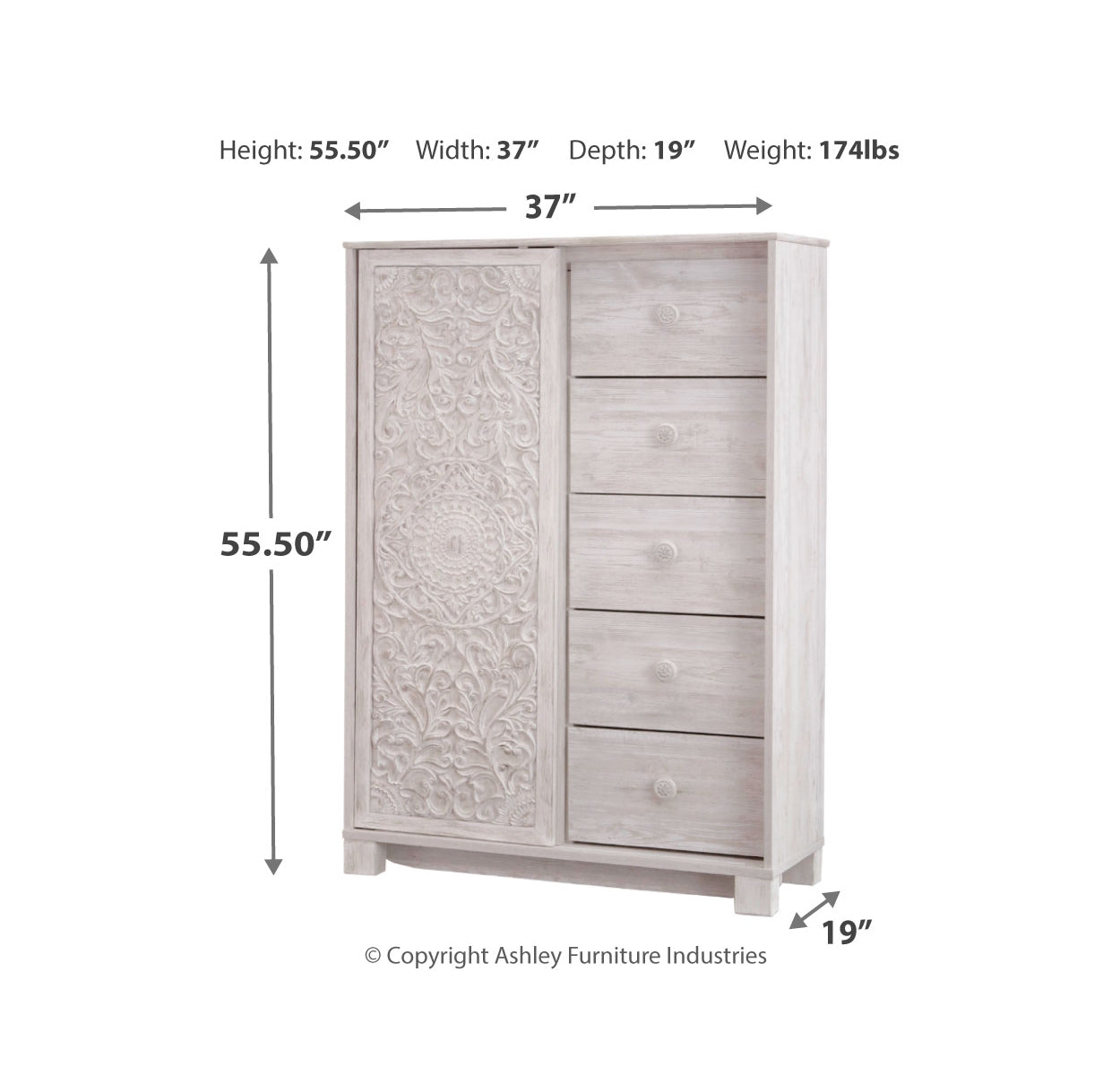 Paxberry Queen Panel Bed with Mirrored Dresser, Chest and 2 Nightstands