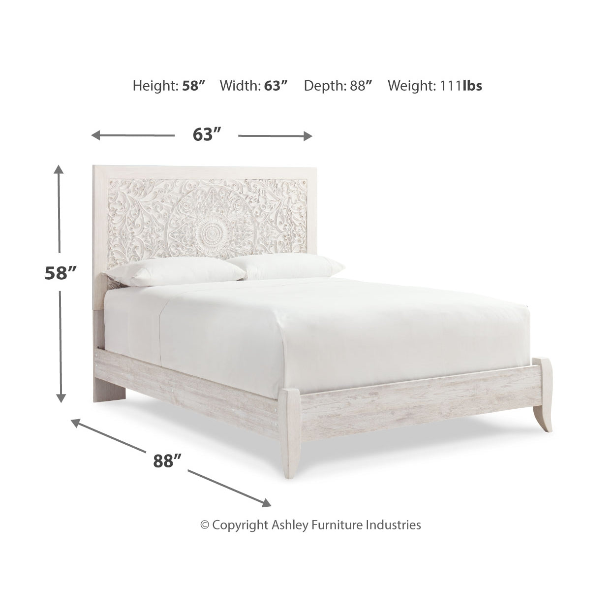 Paxberry Queen Panel Bed with Mirrored Dresser