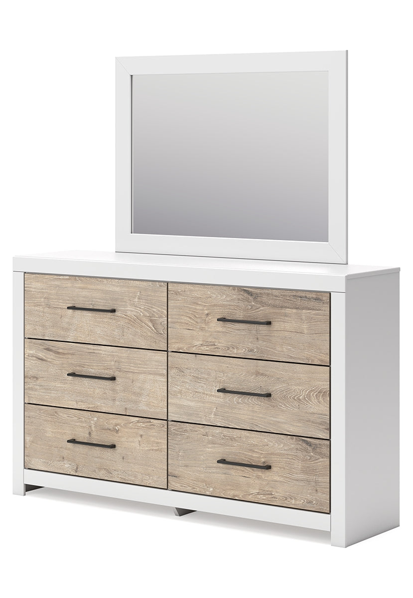 Charbitt Full Panel Bed with Mirrored Dresser