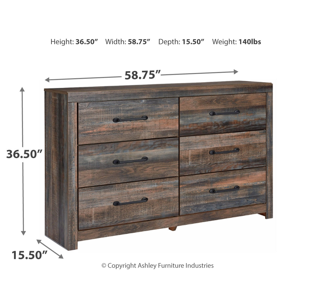 Drystan Queen Bookcase Bed with 2 Storage Drawers with Dresser