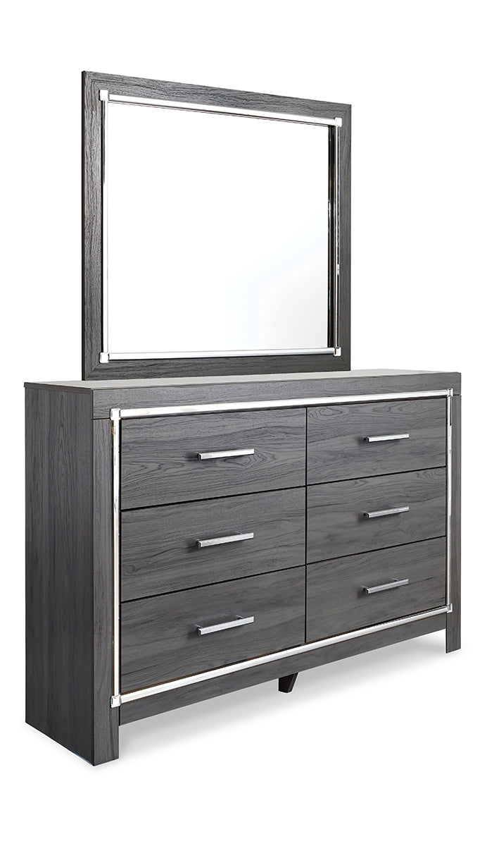 Lodanna Full Panel Bed with 2 Storage Drawers with Mirrored Dresser and Chest