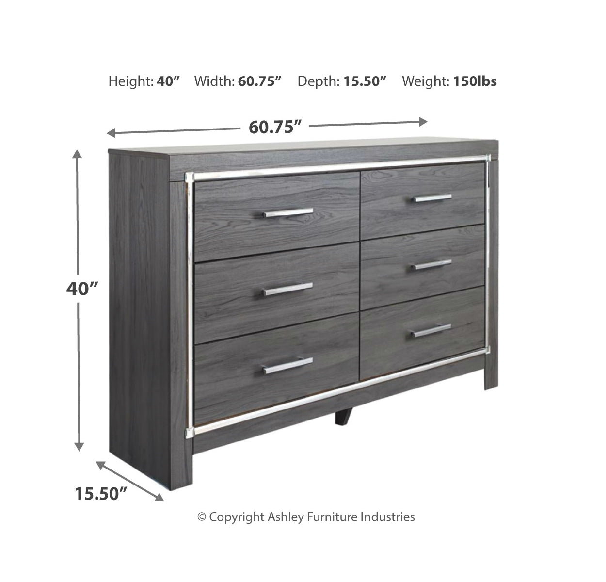 Lodanna Full Panel Bed with Mirrored Dresser and 2 Nightstands