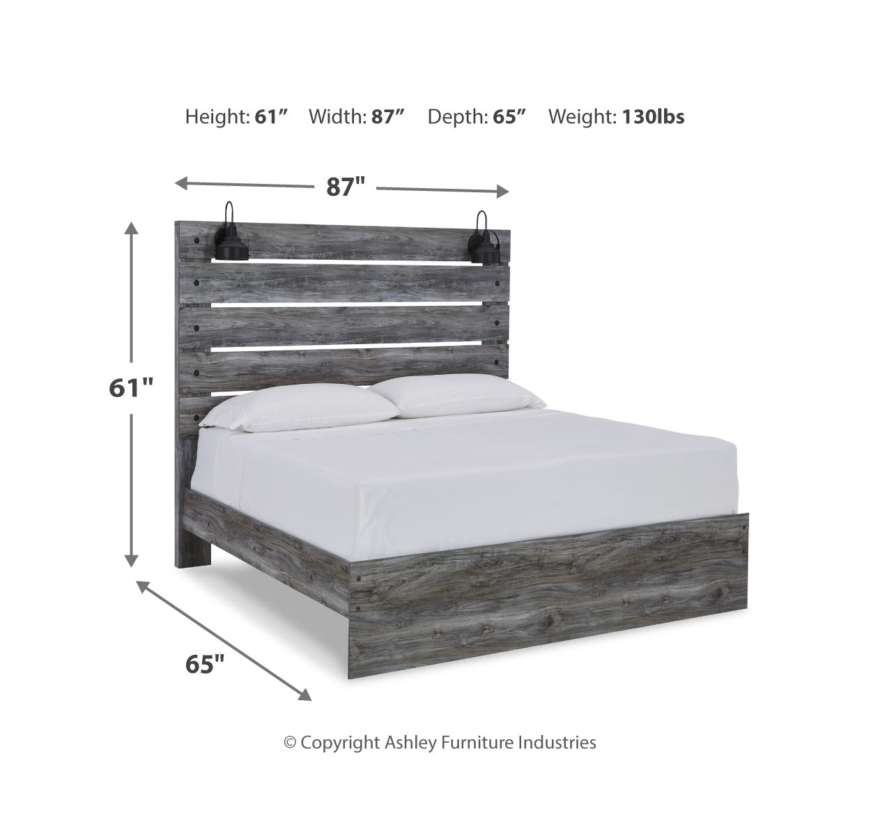 Baystorm Queen Panel Bed with Mirrored Dresser and 2 Nightstands