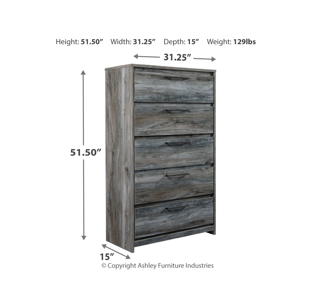 Baystorm King Panel Bed with 2 Storage Drawers and Chest