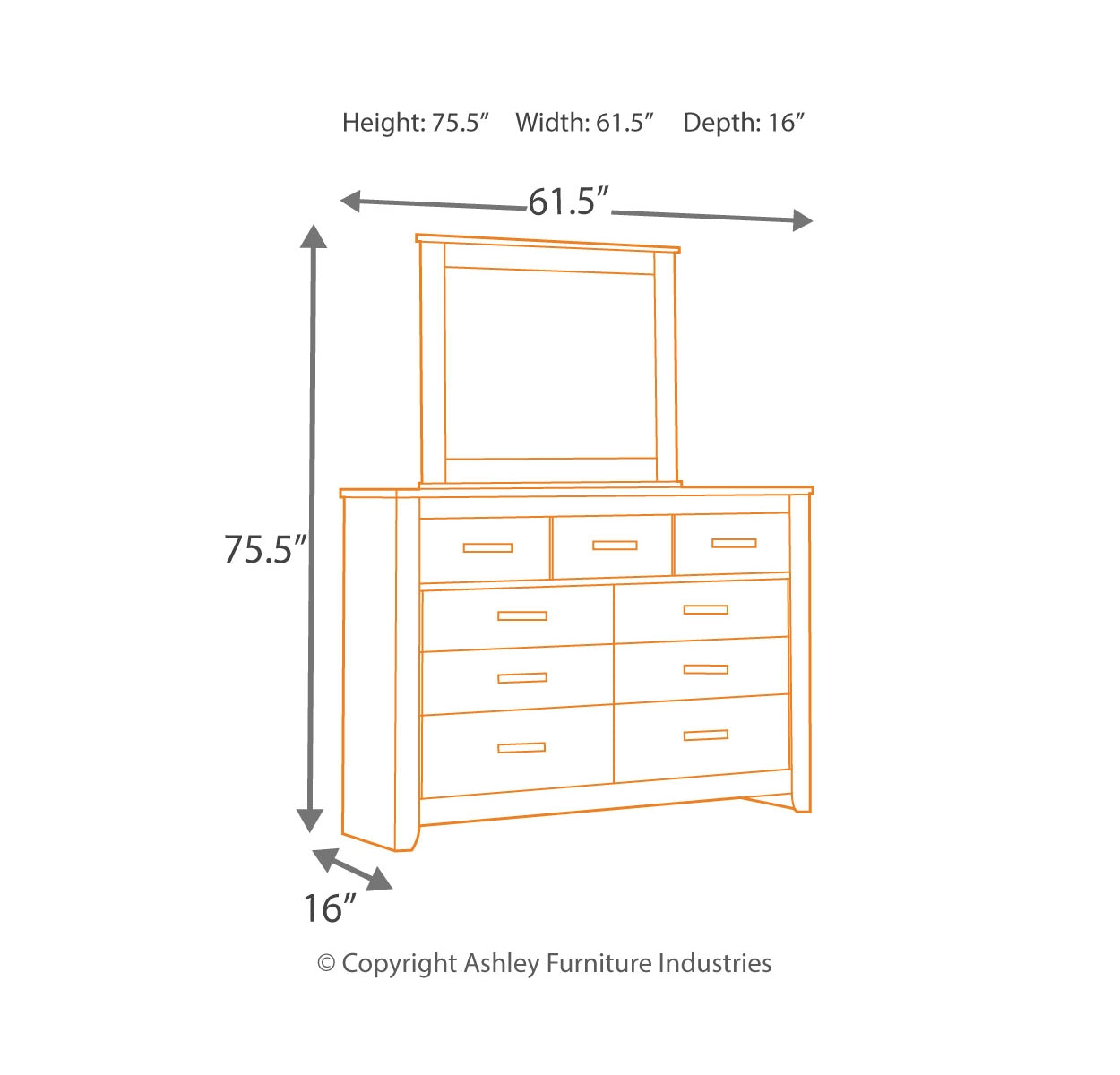 Brinxton King Panel Bed with Mirrored Dresser, Chest and 2 Nightstands