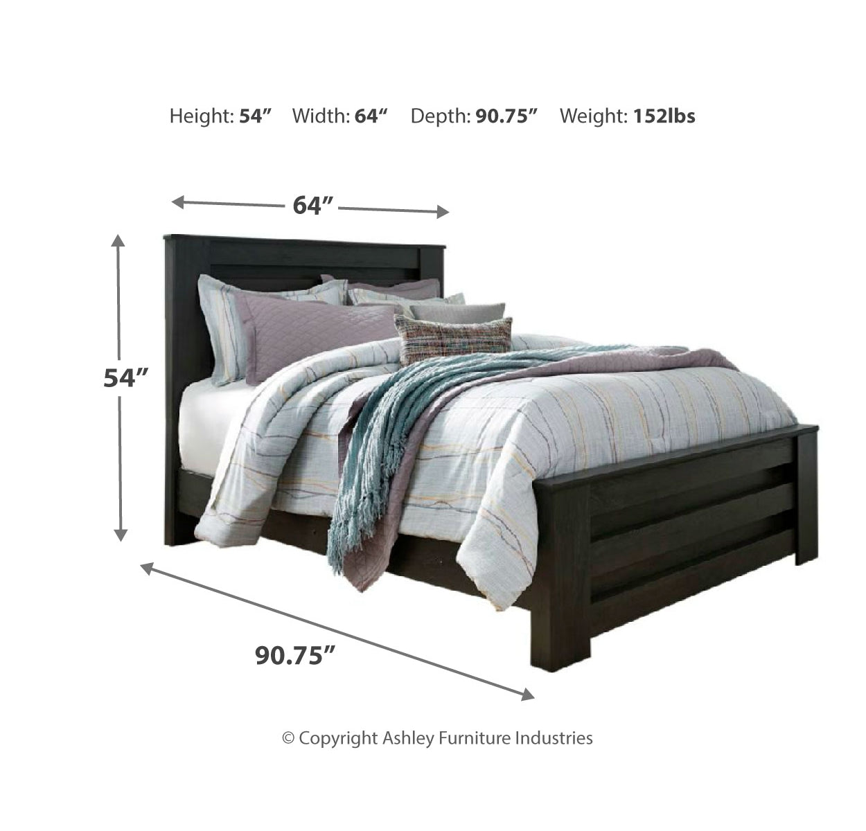 Brinxton Queen Panel Bed with Mirrored Dresser