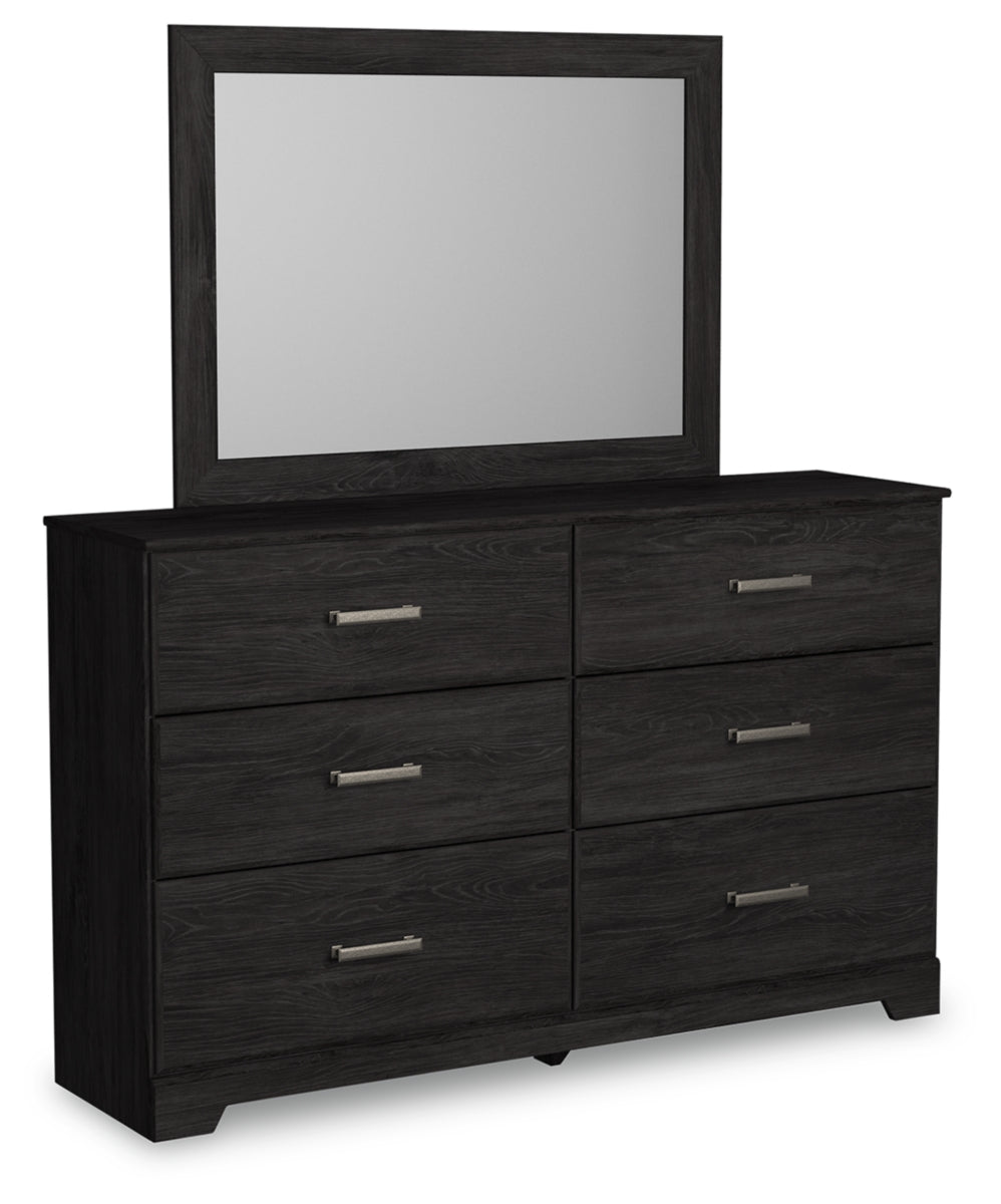 Belachime Full Panel Bed with Mirrored Dresser, Chest and Nightstand