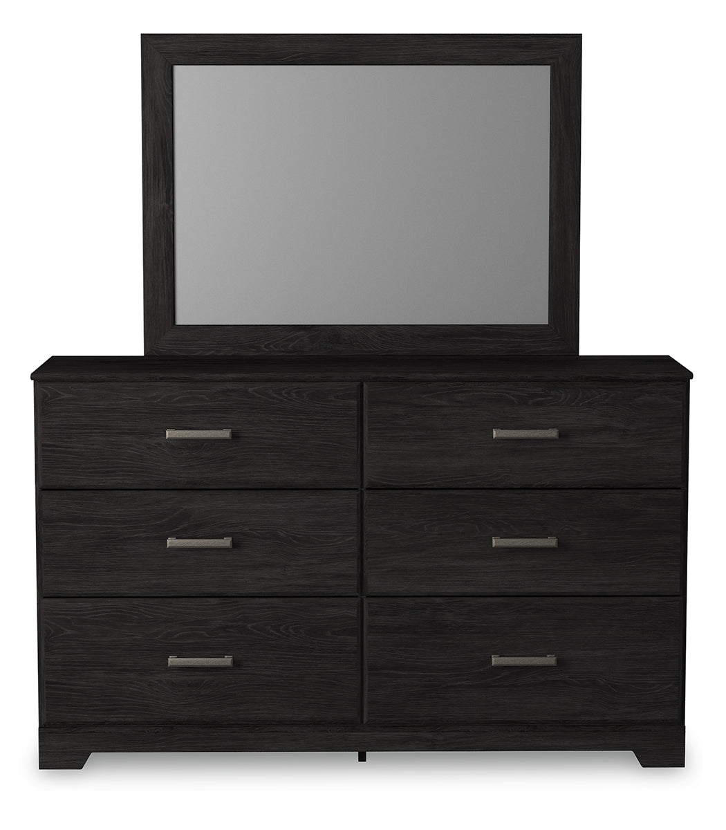 Belachime Twin Panel Bed with Mirrored Dresser, Chest and Nightstand