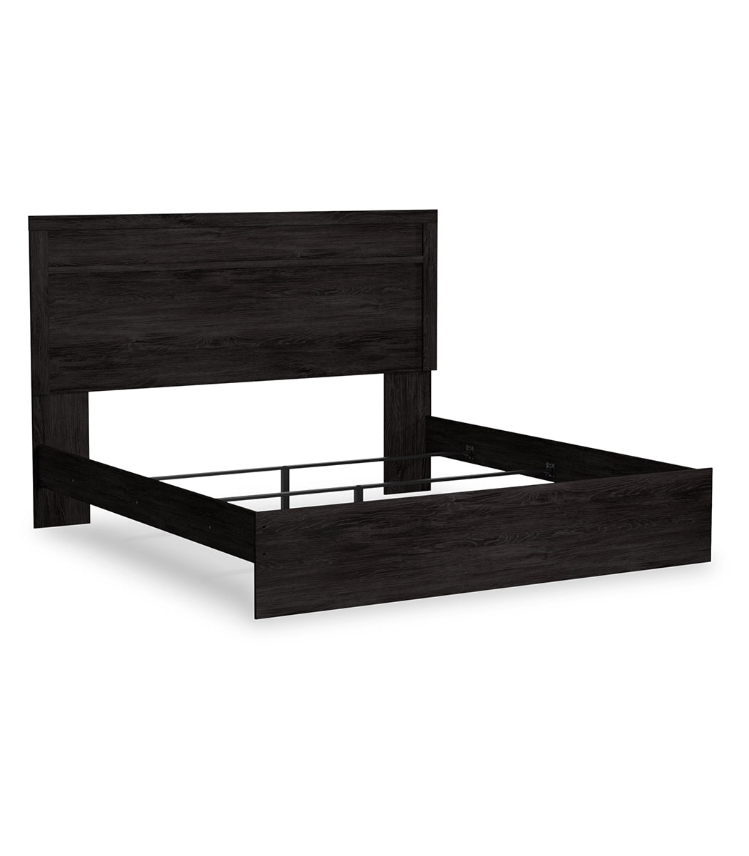 Belachime King Panel Bed with Mirrored Dresser, Chest and Nightstand