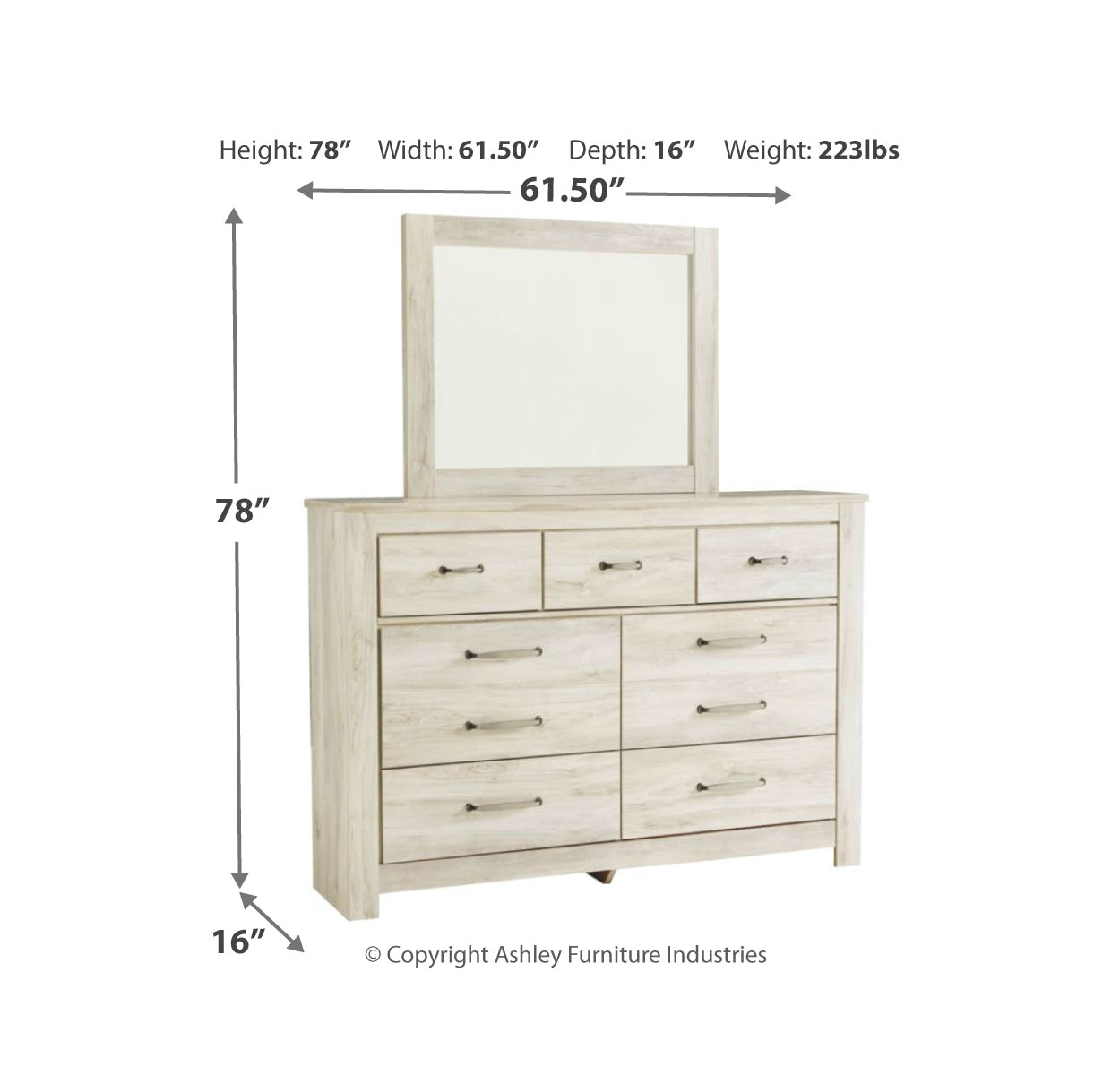 Bellaby King Panel Bed with Mirrored Dresser