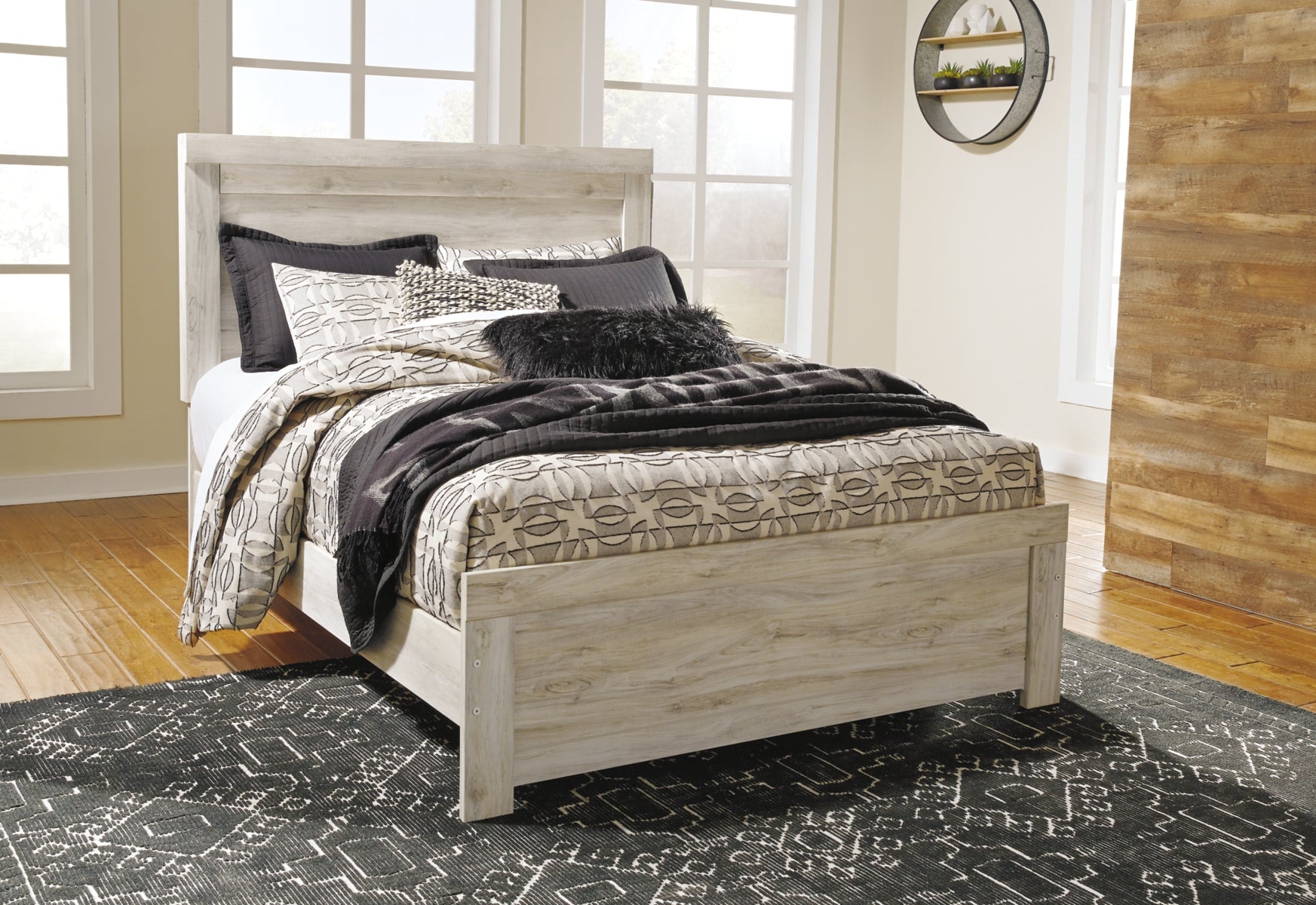 Bellaby King Panel Bed with Mirrored Dresser