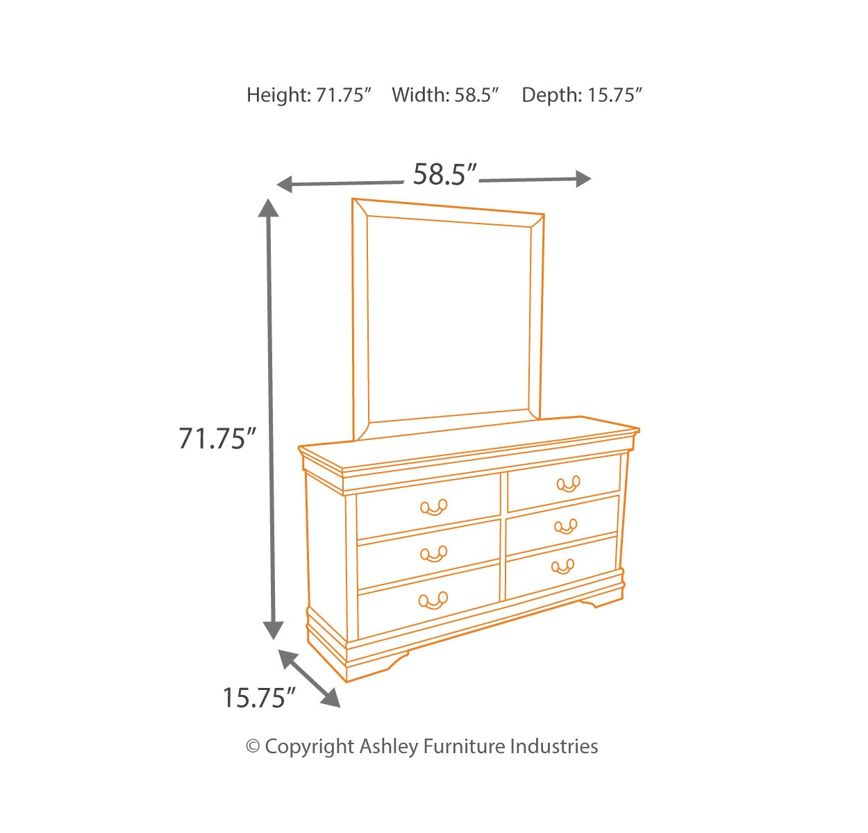 Alisdair King Sleigh Bed with Mirrored Dresser, Chest and Nightstand