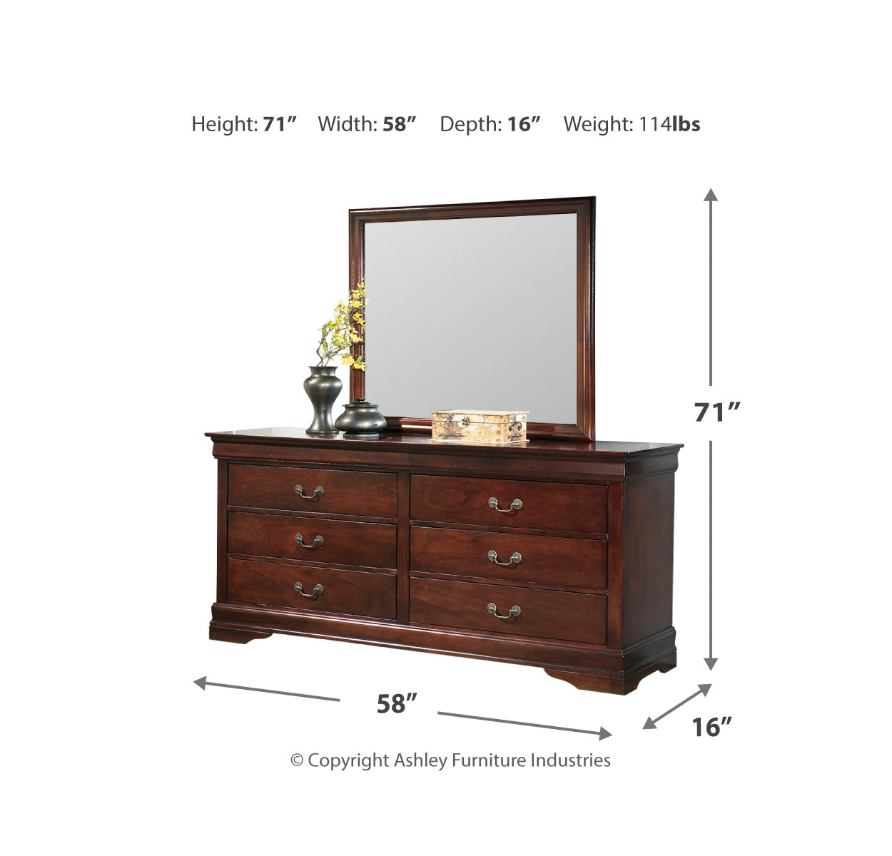 Alisdair King Sleigh Bed with Mirrored Dresser