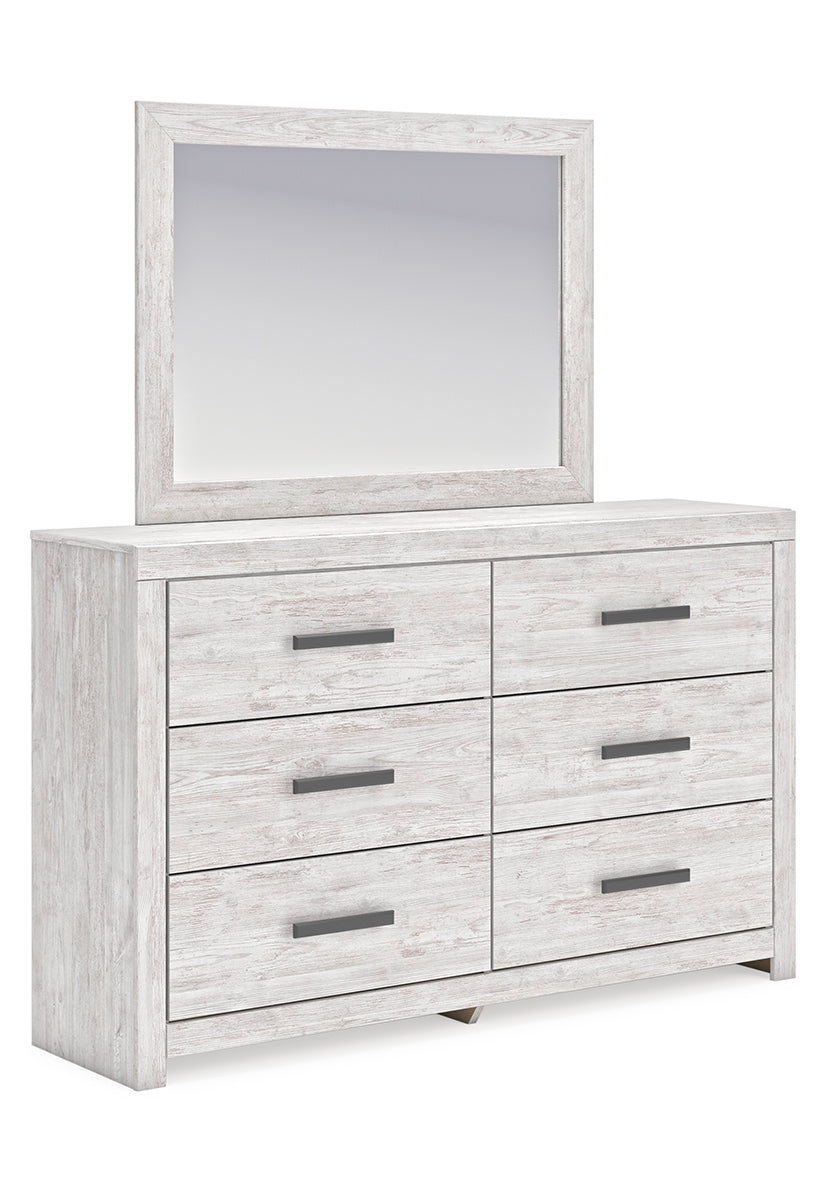 Cayboni King Panel Bed with Mirrored Dresser, Chest and 2 Nightstands