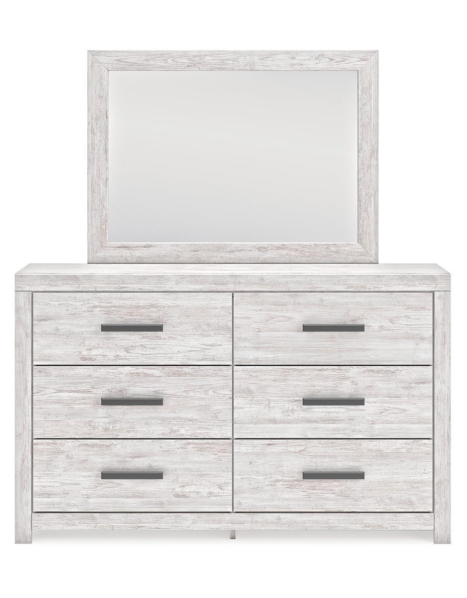 Cayboni King Panel Bed with Mirrored Dresser, Chest and Nightstand