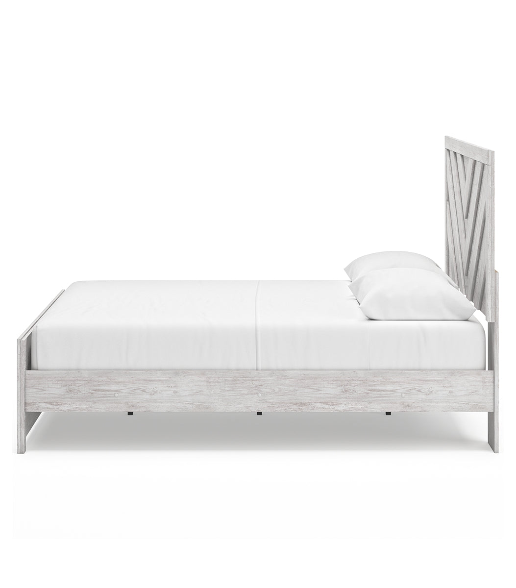 Cayboni King Panel Bed with Mirrored Dresser, Chest and 2 Nightstands