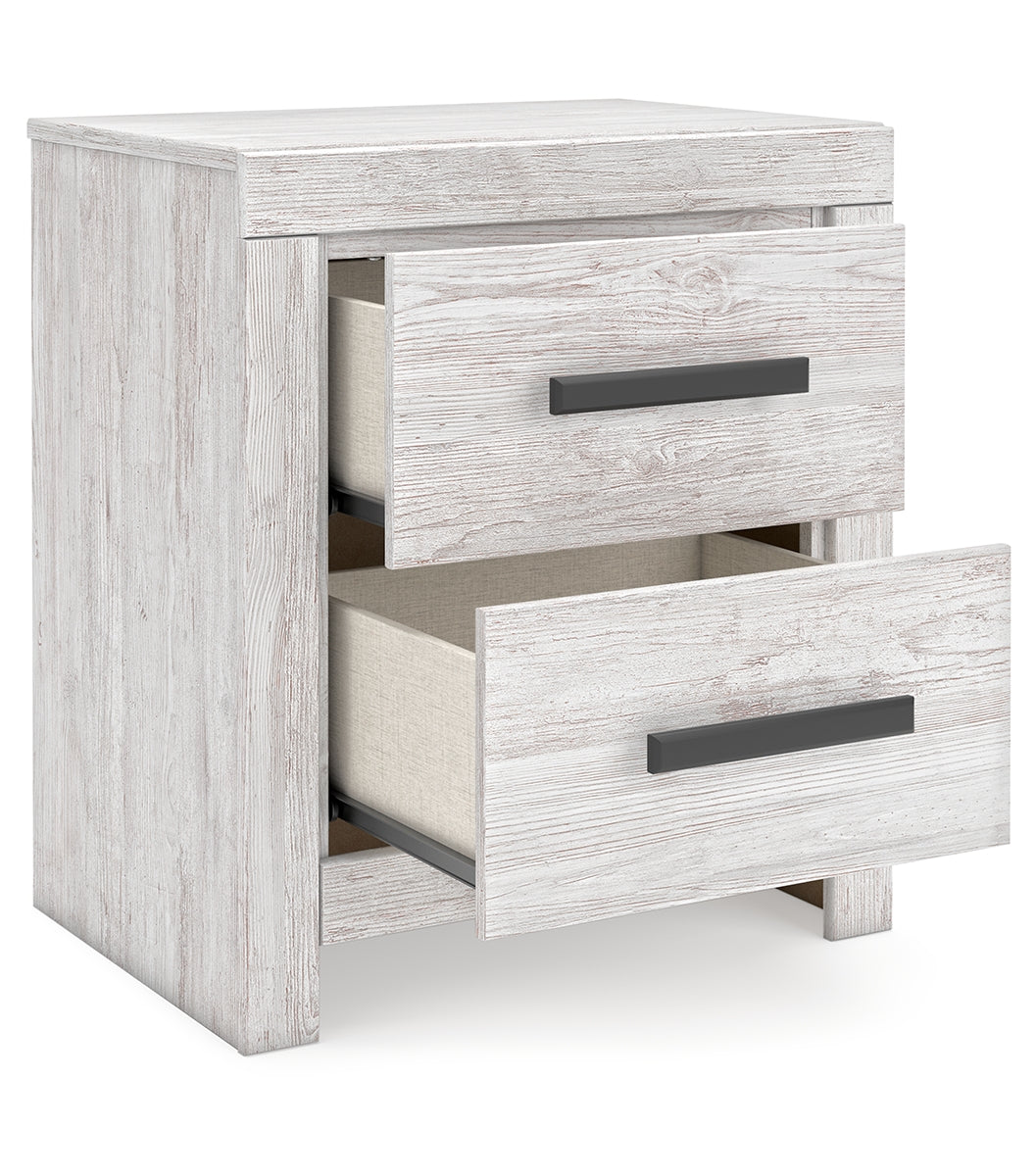 Cayboni King Panel Bed with Mirrored Dresser, Chest and Nightstand