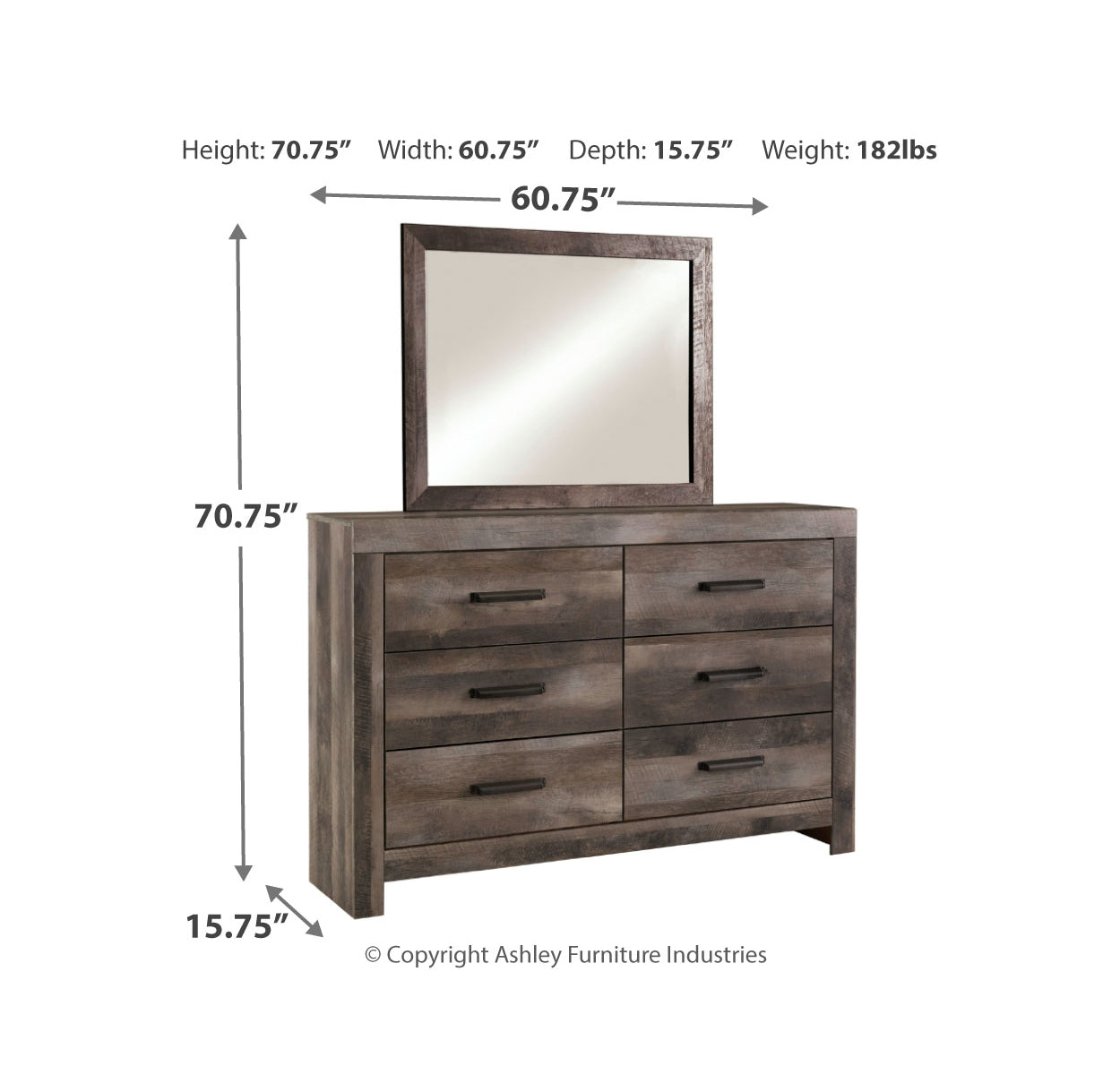 Wynnlow King Poster Bed with Mirrored Dresser