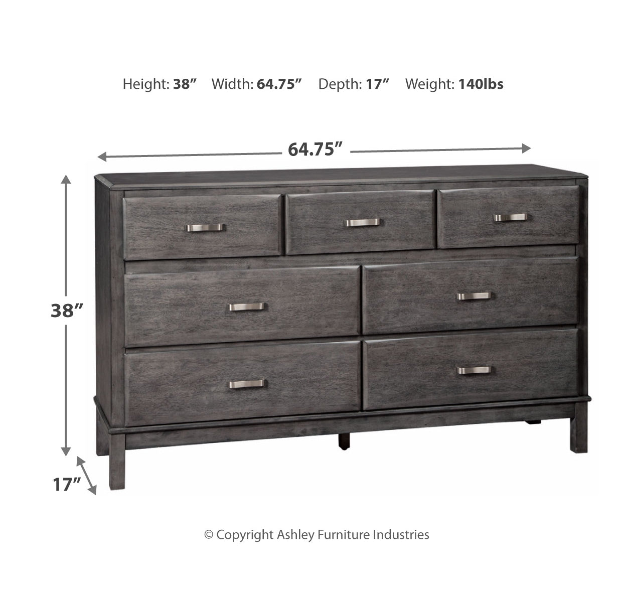 Caitbrook Full Storage Bed with 7 Storage Drawers with Dresser