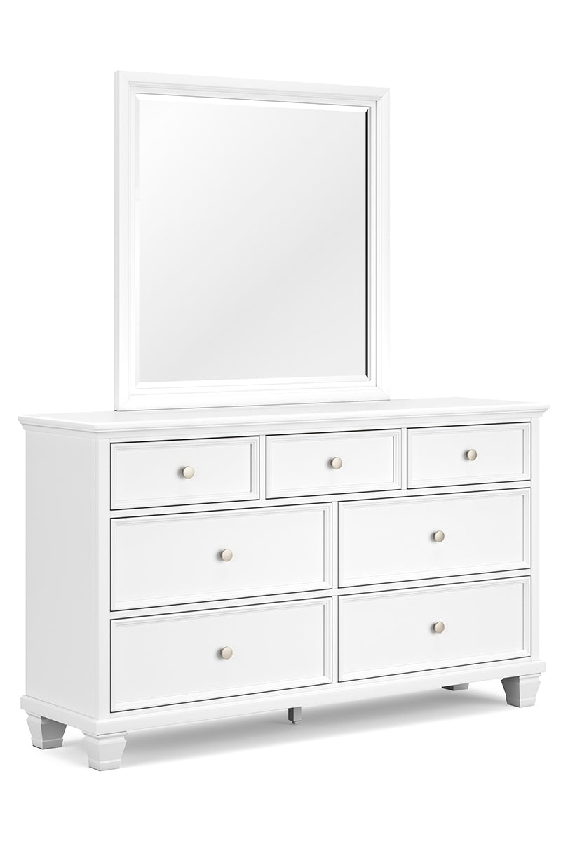 Fortman King Panel Bed with Mirrored Dresser