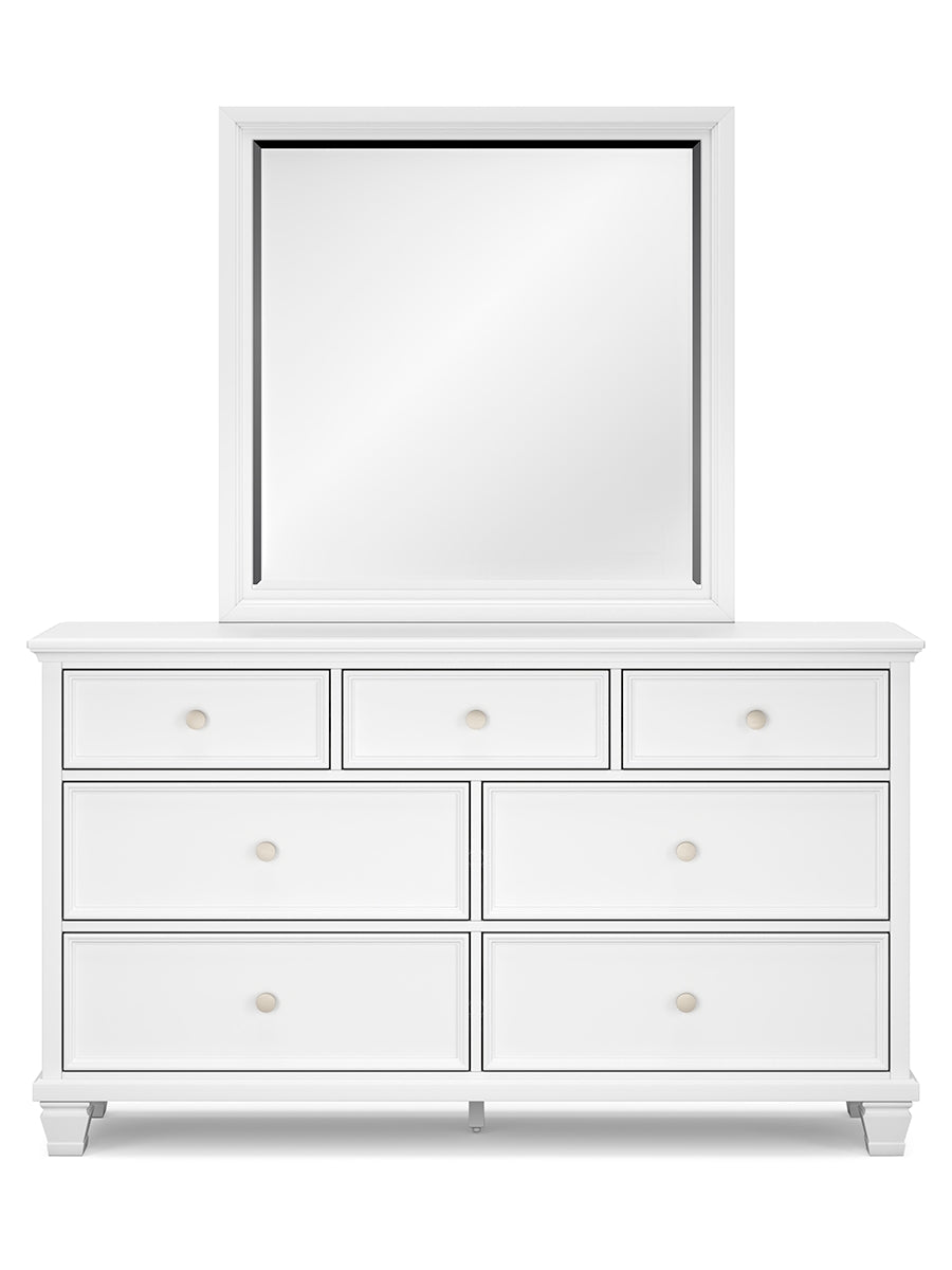 Fortman King Panel Bed with Mirrored Dresser, Chest and Nightstand