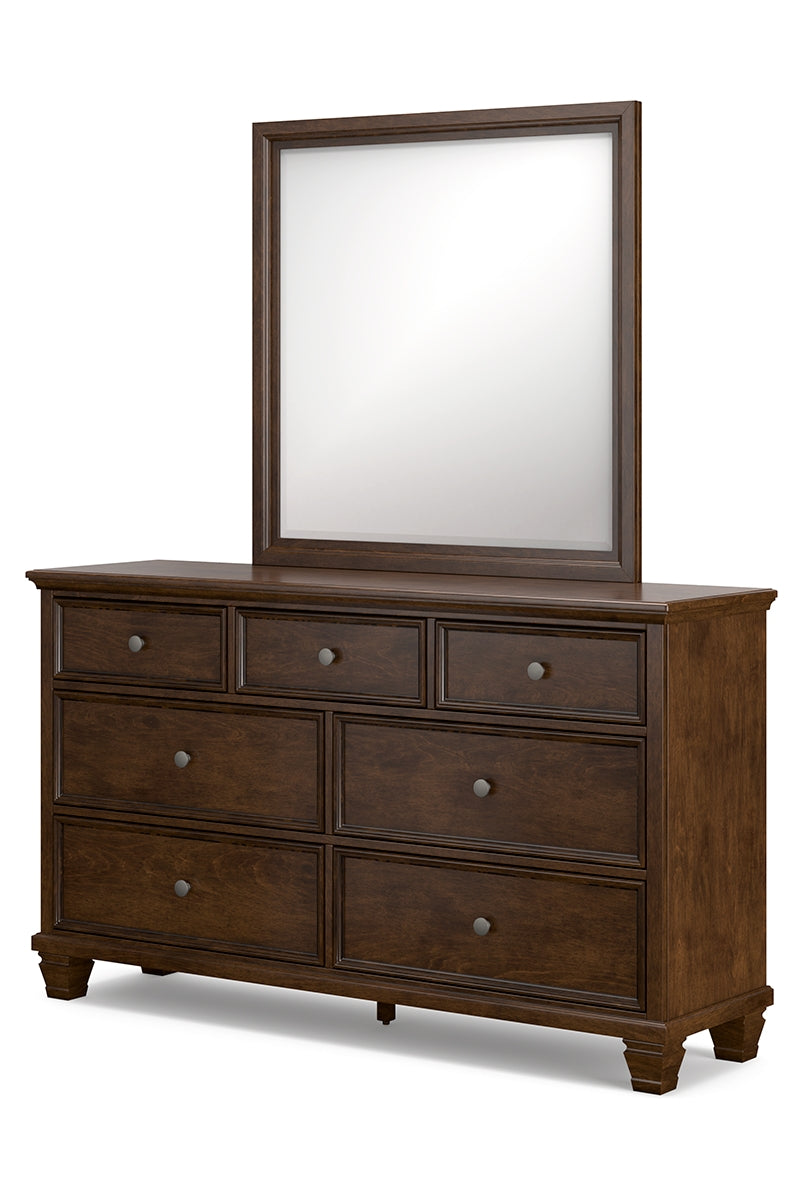 Danabrin King Panel Bed with Mirrored Dresser and Chest