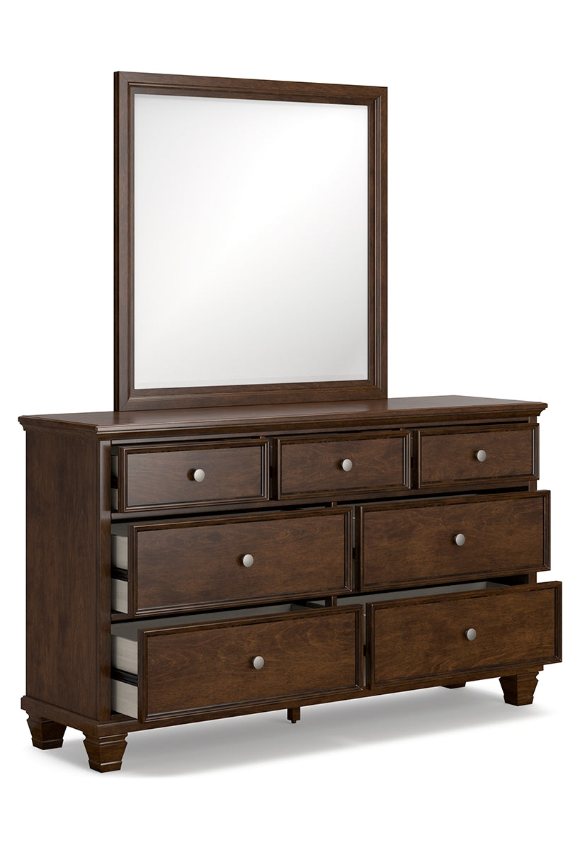 Danabrin King Panel Bed with Mirrored Dresser and Chest