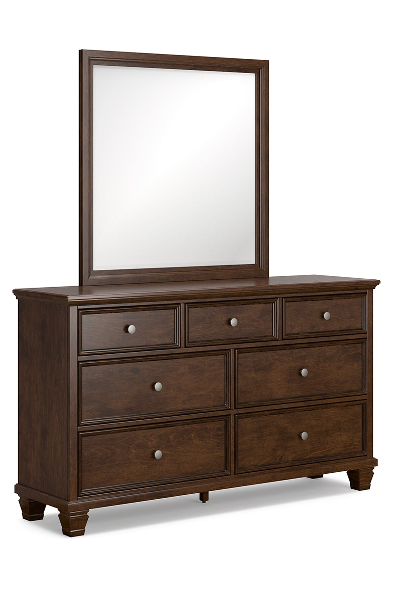 Danabrin King Panel Bed with Mirrored Dresser and Chest