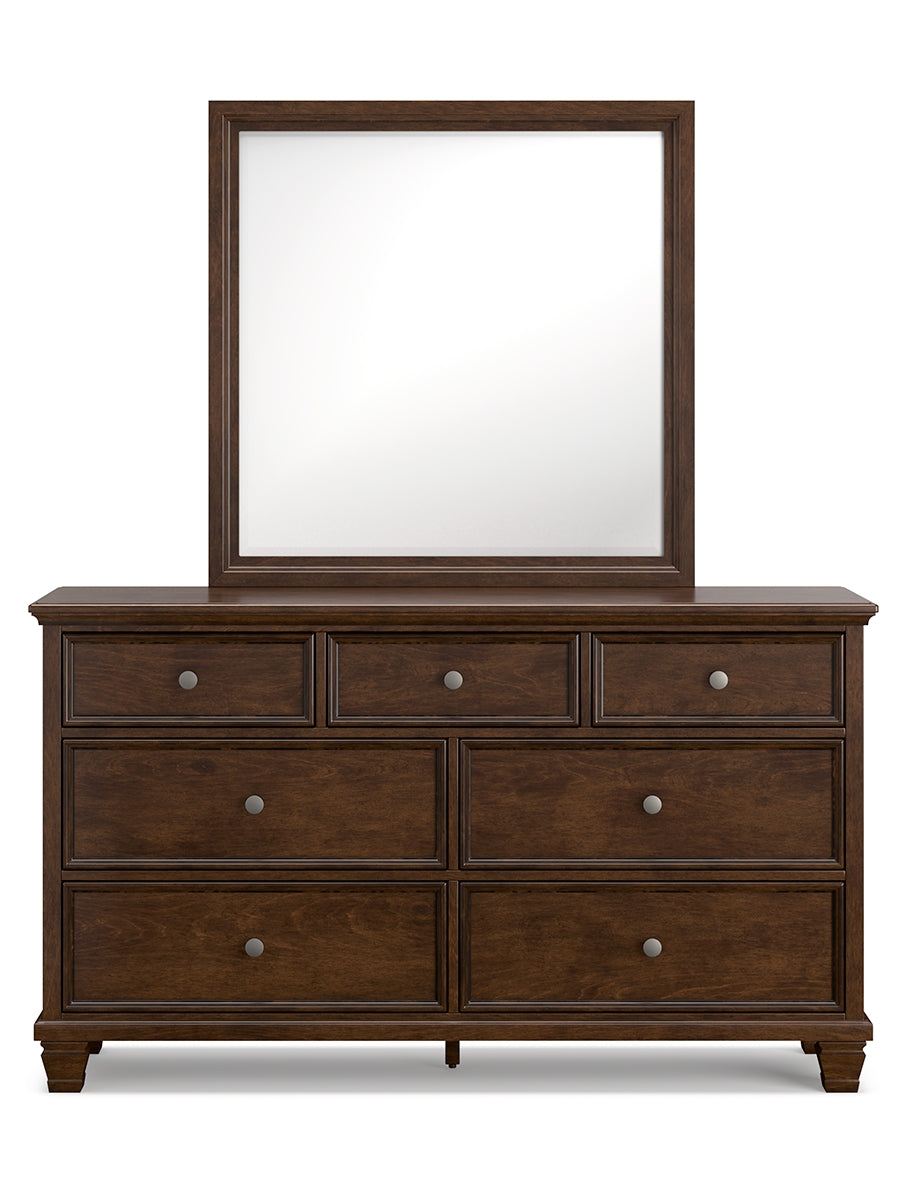 Danabrin King Panel Bed with Mirrored Dresser and Chest