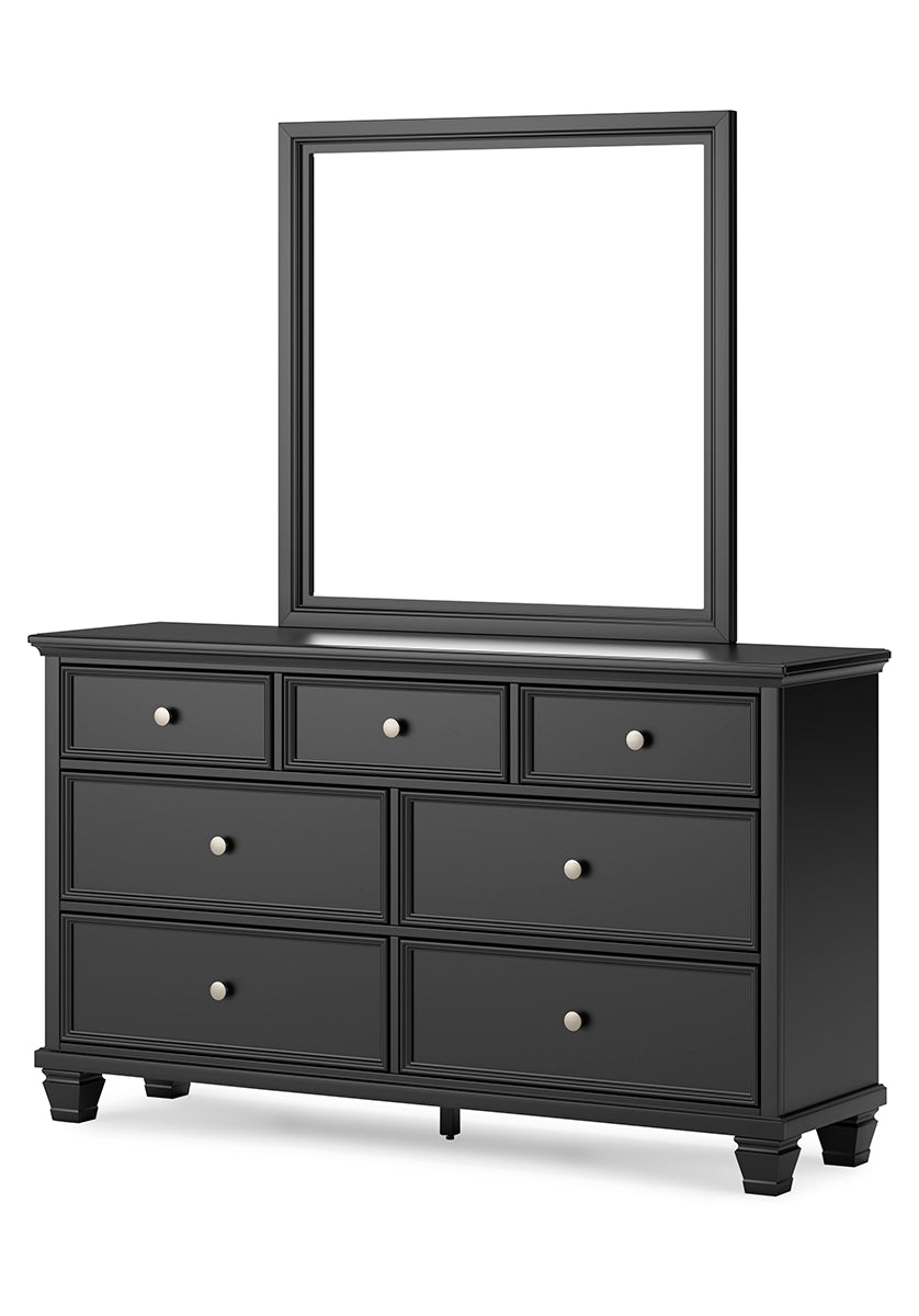 Lanolee Twin Panel Bed with Mirrored Dresser and Chest