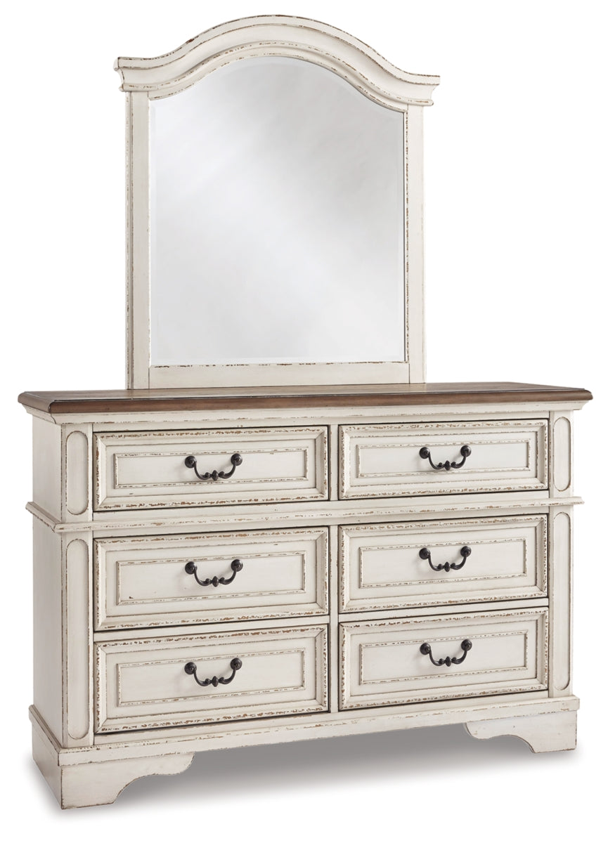 Realyn Full Panel Bed with Mirrored Dresser and Chest