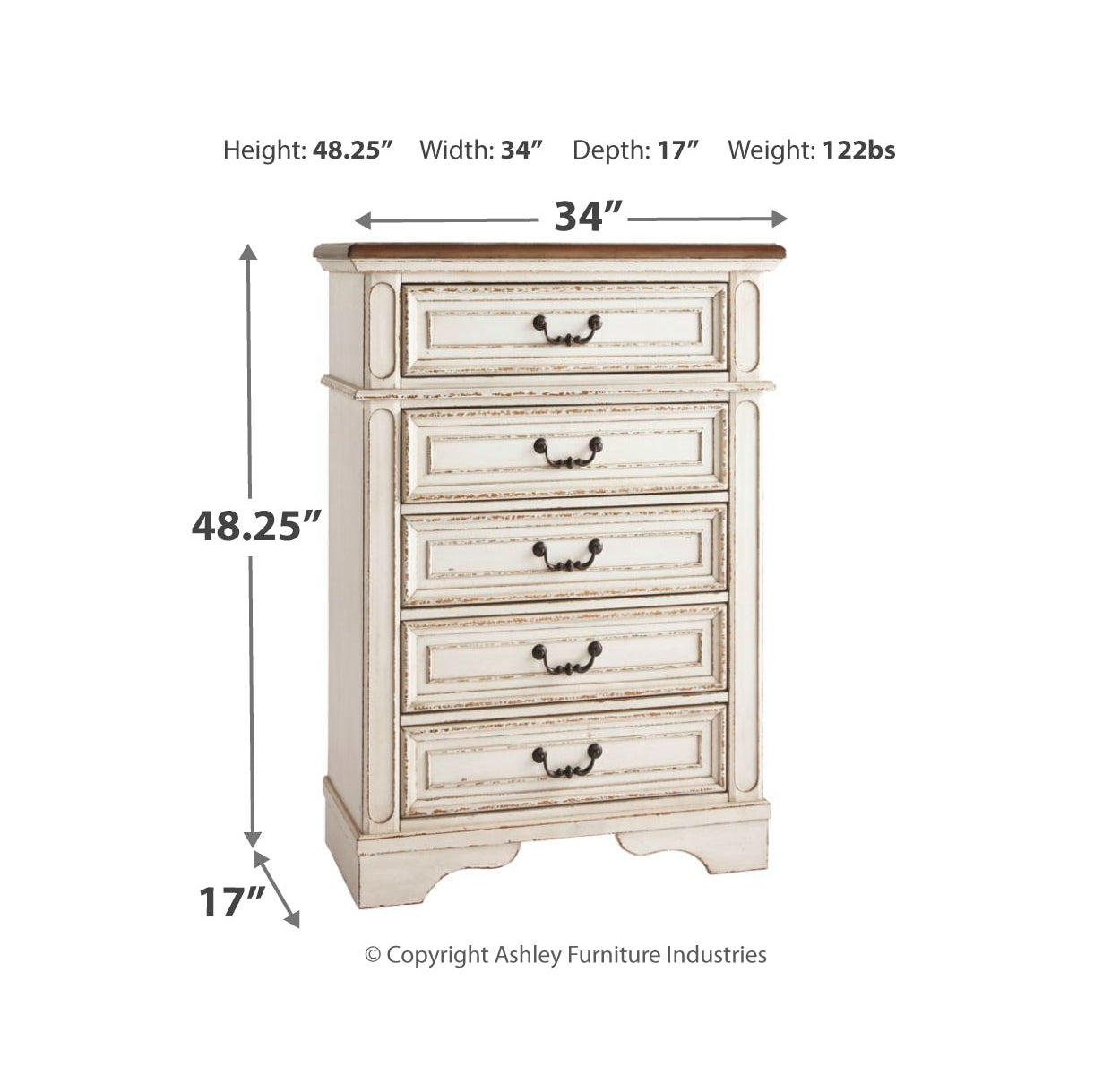 Realyn Full Panel Bed with Mirrored Dresser and Chest