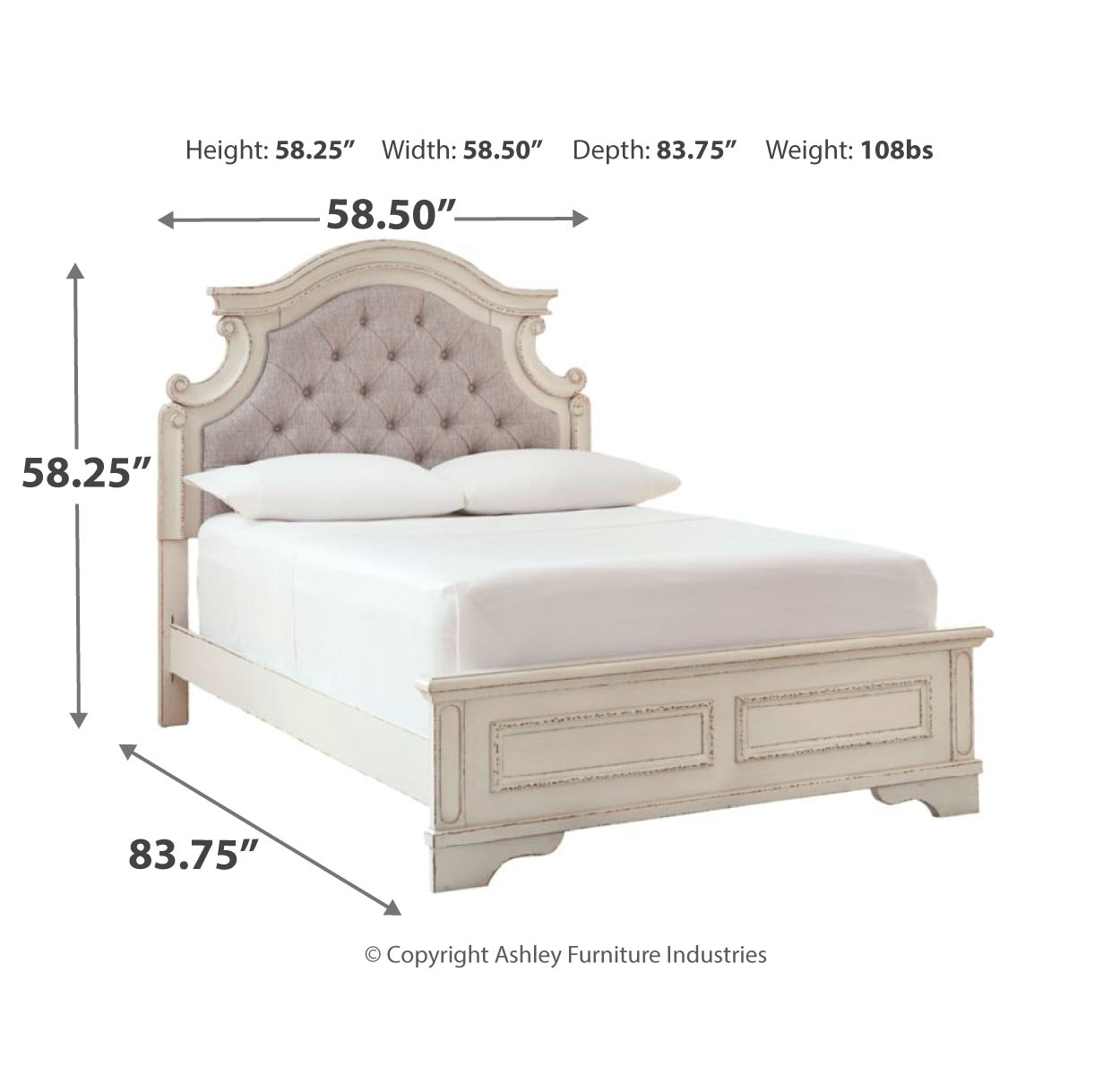 Realyn Full Panel Bed with Mirrored Dresser and Chest