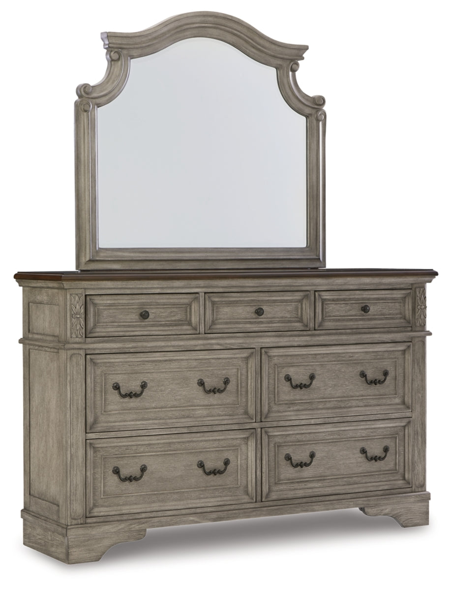 Lodenbay King Panel Bed with Mirrored Dresser, Chest and 2 Nightstands