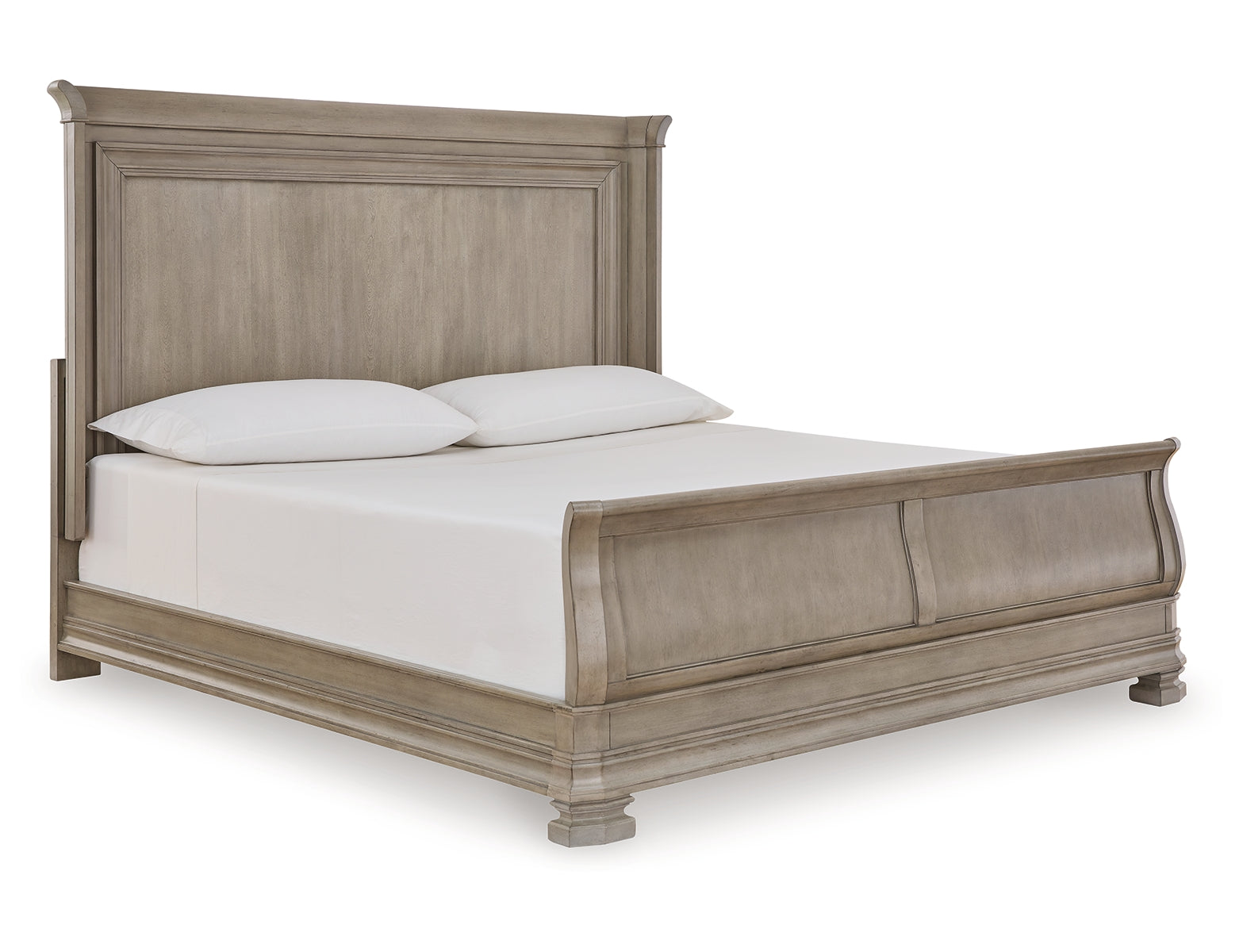 Lexorne King Sleigh Bed with Mirrored Dresser and 2 Nightstands