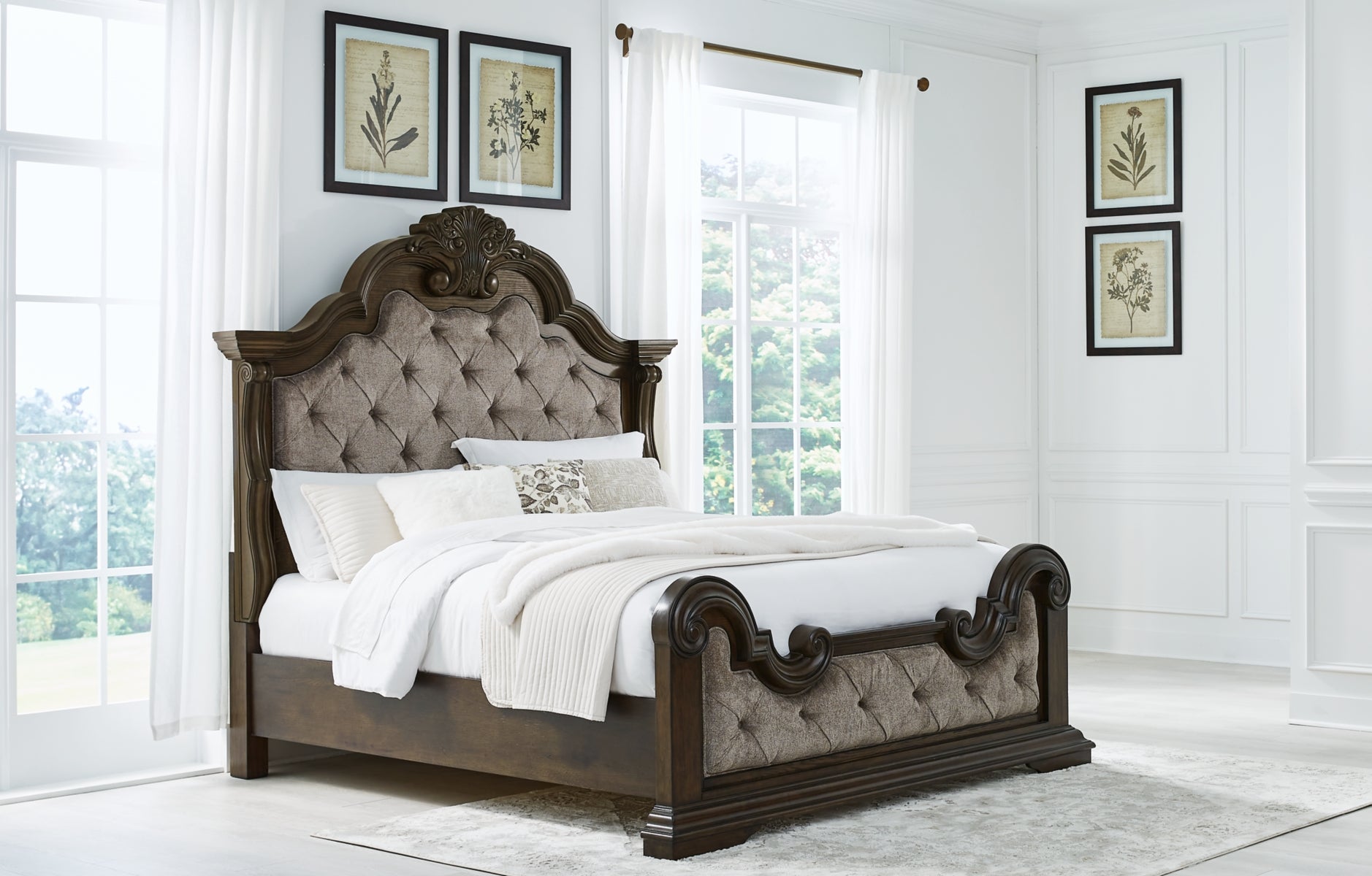 Maylee King Upholstered Bed with 2 Nightstands