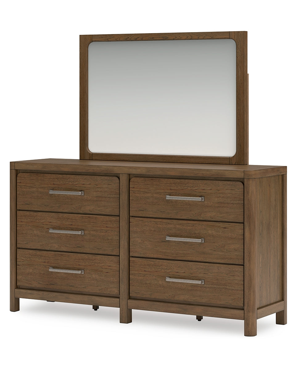 Cabalynn King Panel Bed with Storage with Mirrored Dresser and 2 Nightstands