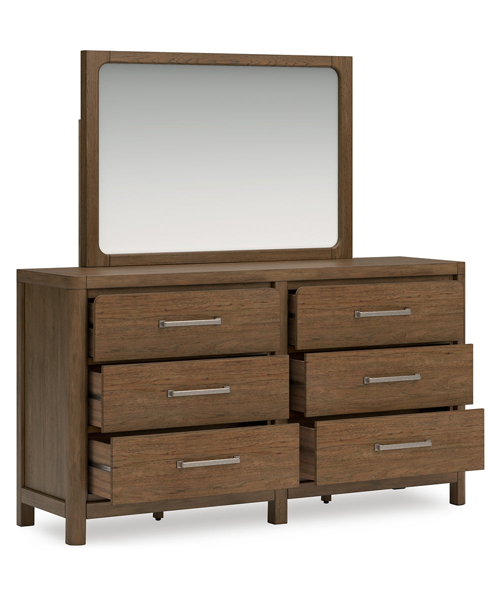 Cabalynn King Panel Bed with Storage with Mirrored Dresser and 2 Nightstands