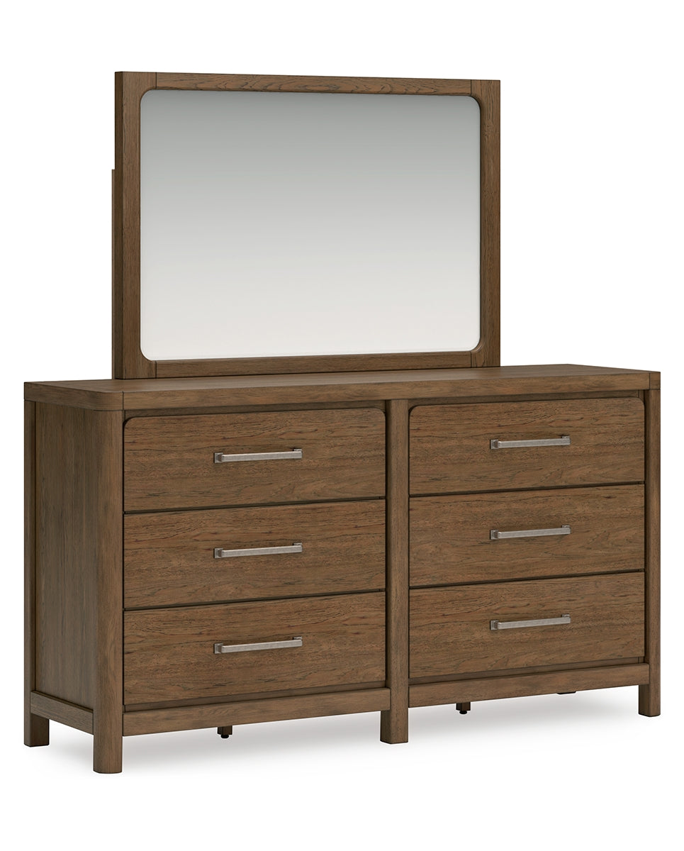 Cabalynn King Panel Bed with Storage with Mirrored Dresser and 2 Nightstands