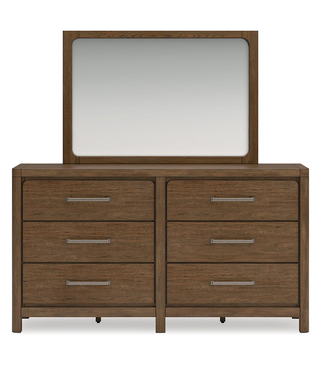 Cabalynn King Panel Bed with Storage with Mirrored Dresser and 2 Nightstands