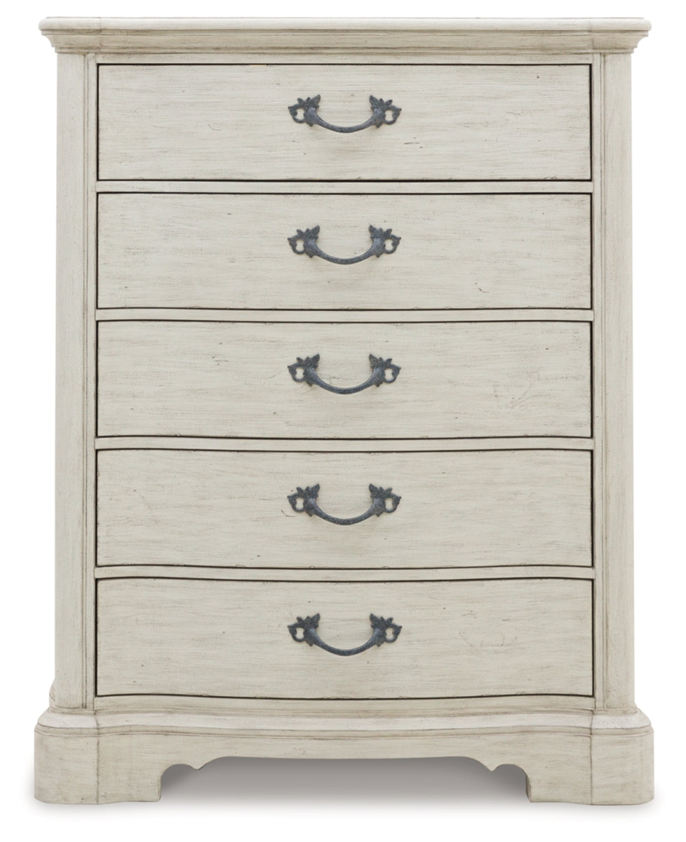 Arlendyne Queen Upholstered Bed with Mirrored Dresser and Chest