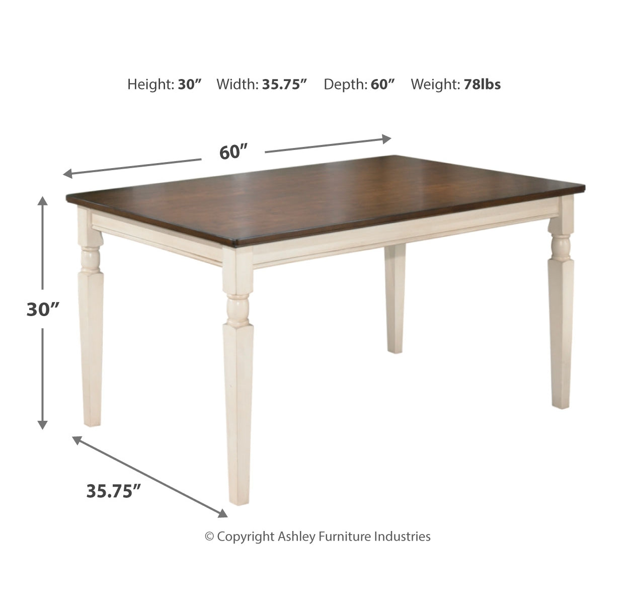 Whitesburg Dining Table and 4 Chairs